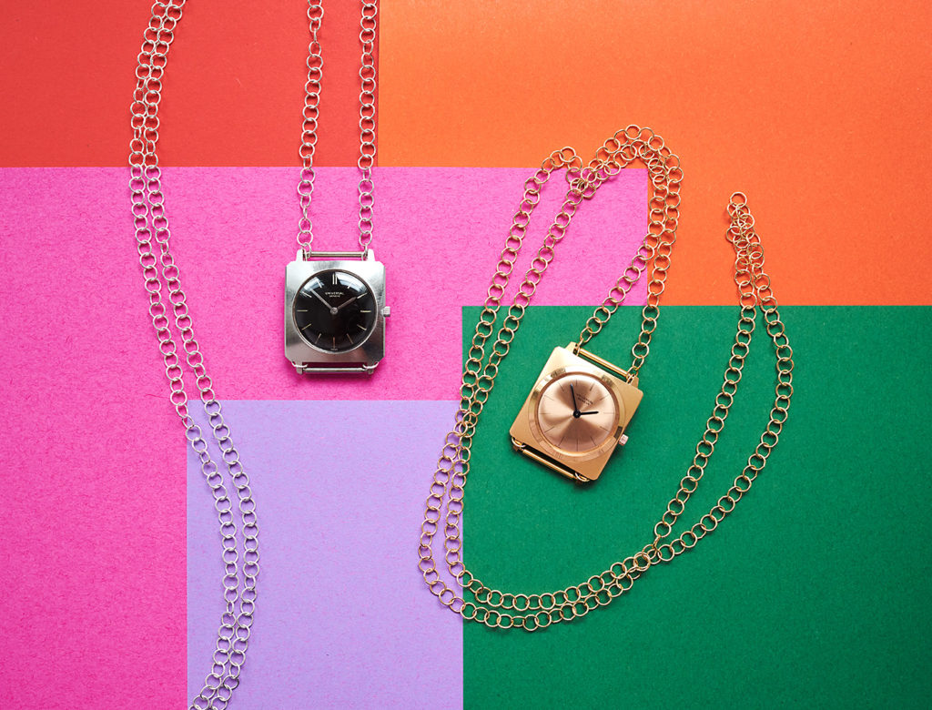 2x universal geneve watch-necklace