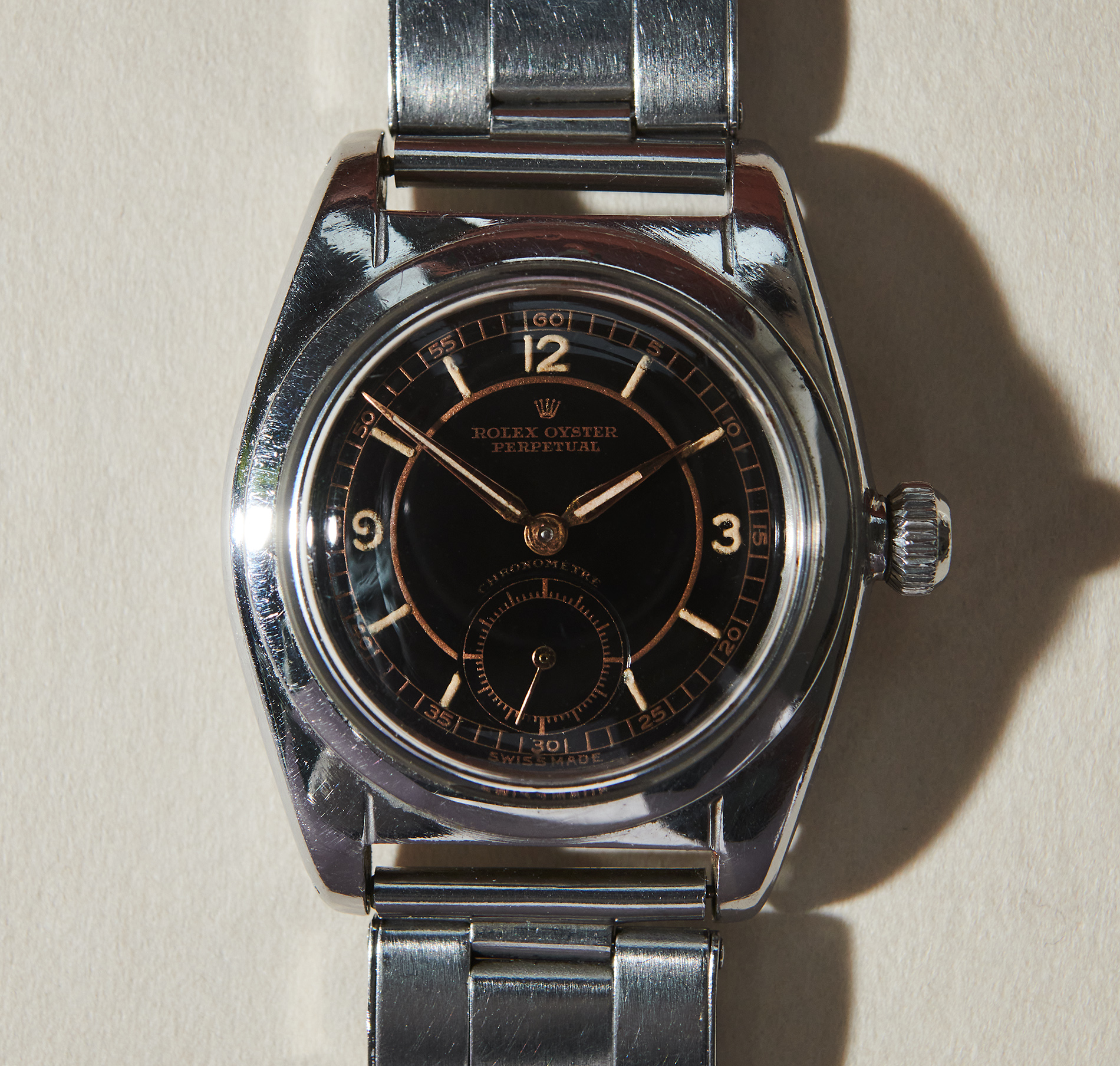 Rolex Bubbleback gilt dial Chronometer