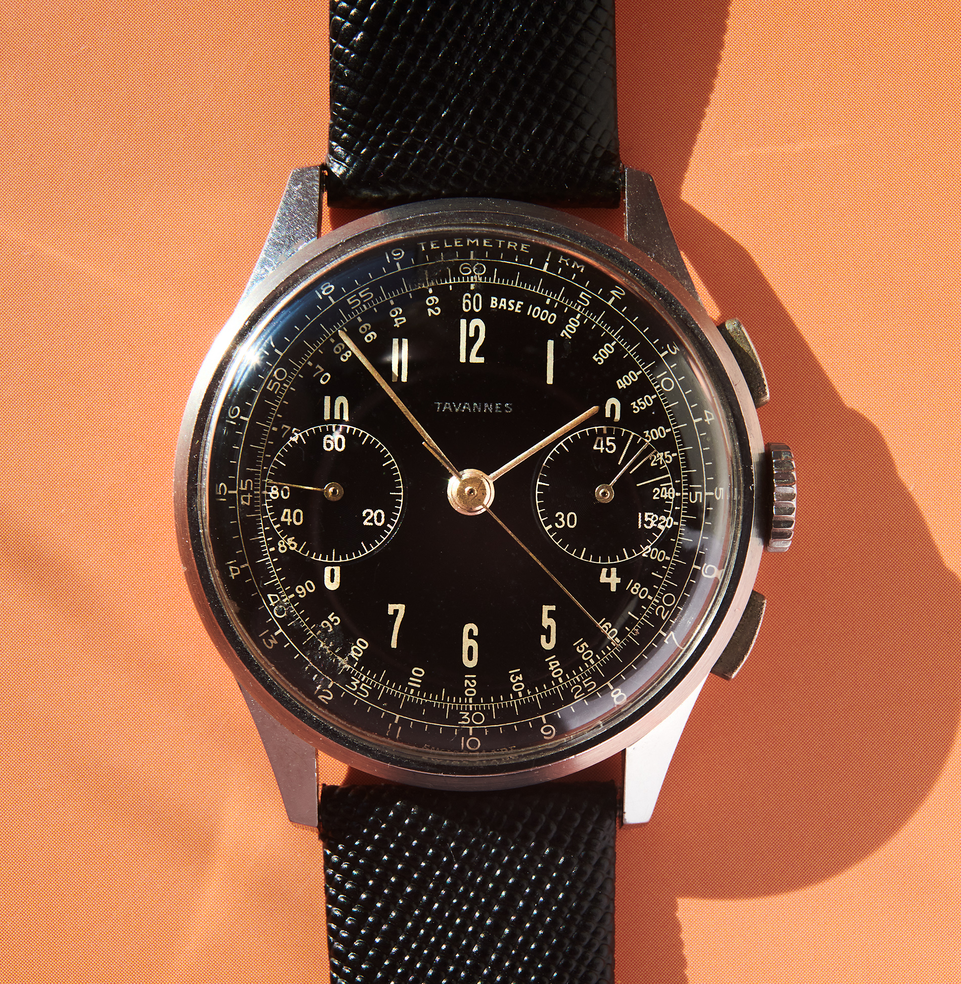Tavannes gilt dial Chronograph 1940s